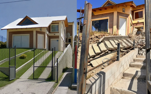 El antes y después de una de las casas más afectadas por el movimiento del hermitte