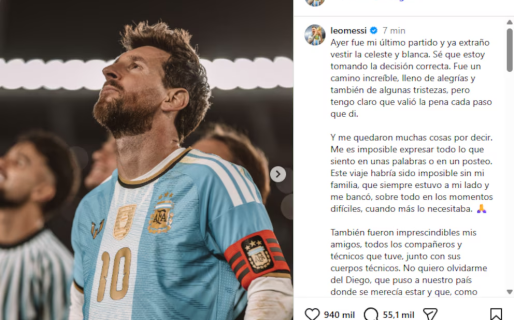 La emotiva carta de Messi tras su despedida de la selección argentina: “Me quedaron muchas cosas por decir”